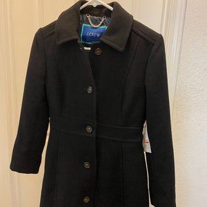 J. Crew NWT Classic Lady Day Coat Italian Double-Cloth Wool black 0P